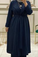 Vêtements hijab BLEU MARINE ENSEMBLE PANTALON LARGE CEINTURE 3 PIÈCES T 30013