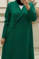 Tesettür giyim YEŞİL DÜĞME KAPAMALI İKİLİ PANTOLONLU TAKIM T 30043