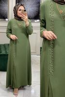 Vêtements hijab KAKI ENSEMBLE PANTALON 2 PIÈCES PERLÉ T 30911