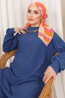 Tesettür giyim LACİVERT ZİNCİR DETAYLI BELİ LASTİKLİ İKİLİ PANTOLON TAKIM T 3392