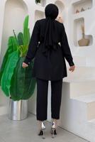 Tesettür giyim SİYAH ZİNCİR DETAYLI PANTOLONLU TAKIM T 4248