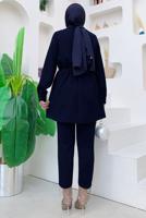 Tesettür giyim LACİVERT ZİNCİR DETAYLI PANTOLONLU TAKIM T 4248