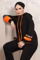 Tesettür giyim SİYAH PUL VE BONCUK İŞLEME DETAYLI PANTOLONLU TAKIM T 4403