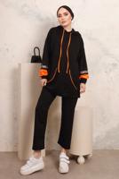 Tesettür giyim SİYAH PUL VE BONCUK İŞLEME DETAYLI PANTOLONLU TAKIM T 4403