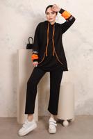 Tesettür giyim SİYAH PUL VE BONCUK İŞLEME DETAYLI PANTOLONLU TAKIM T 4403