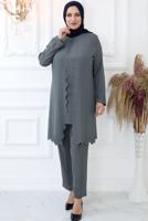Vêtements hijab GRIS COSTUME PANTALON BRODÉ GEM T 4521