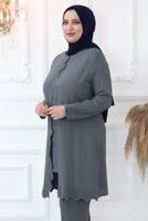 Vêtements hijab GRIS COSTUME PANTALON BRODÉ GEM T 4521