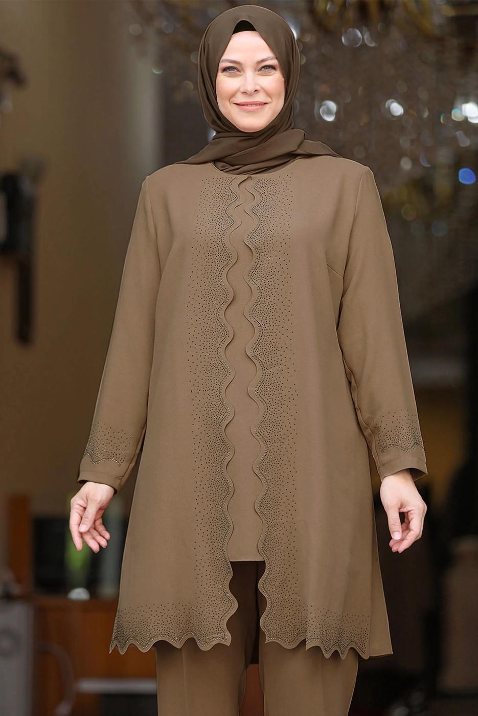 Vêtements hijab VISON COSTUME PANTALON BRODÉ GEM T 4521