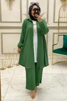 Vêtements hijab VERT COSTUME PANTALON BOUTONS AVEC COLLIER T 50147