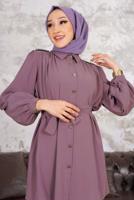 Tesettür giyim PEMBE TAŞ DETAYLI KUŞAKLI PANTOLONLU TAKIM  T 54006