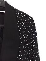 Tesettür giyim SİYAH İNCİ VE TAŞ DETAYLI İKİLİ PANTOLONLU TAKIM T 6048