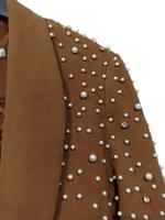 Tesettür giyim TABA İNCİ VE TAŞ DETAYLI İKİLİ PANTOLONLU TAKIM T 6048