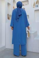 Tesettür giyim MAVİ KAPÜŞONLU BAĞCIK DETAYLI AEROBİN TAKIM T 6348