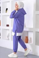 Vêtements hijab POURPRE ENSEMBLE DE SURVÊTEMENT IMPRIMÉ SLOGAN À CAPUCHE T 6372