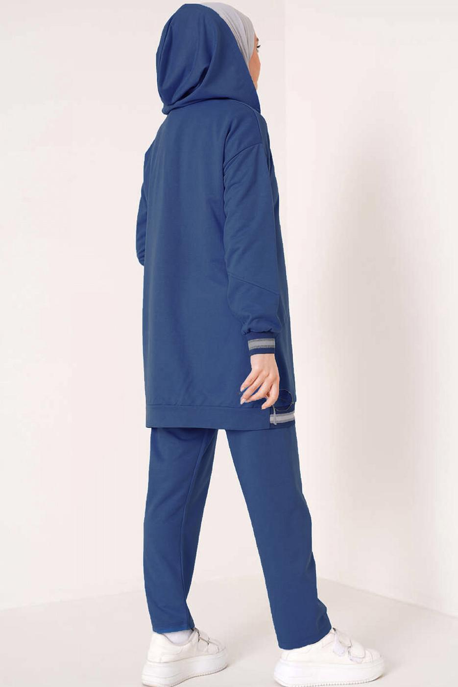 Tesettür giyim LACİVERT KAPÜŞONLU FERMUARLI İKİLİ EŞOFMAN TAKIM T 70921