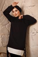 Tesettür giyim SİYAH YANLARI İP DETAYLI İKİLİ PANTOLON EŞOFMAN TAKIMT 7192