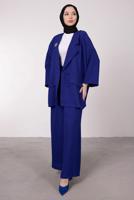 Tesettür giyim LACİVERT GENİŞ PAÇA İKİLİ PANTOLONLU TAKIM T 7295