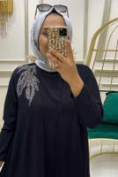 Vêtements hijab NOIR ENSEMBLE PANTALON 3 PIÈCES BRODÉ GEMMES T 90042