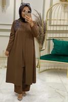 Vêtements hijab TABA ENSEMBLE PANTALON 3 PIÈCES BRODÉ GEMMES T 90042