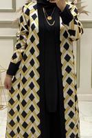 Vêtements hijab NOIR ENSEMBLE PANTALON 3 PIÈCES À MOTIFS GÉOMÉTRIQUES T 90346