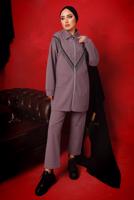 Tesettür giyim MOR ZİNCİR DETAYLI FERMUARLI İKİLİ PANTOLONLU TAKIM T 9292