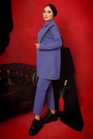 Tesettür giyim LACİVERT ZİNCİR DETAYLI FERMUARLI İKİLİ PANTOLONLU TAKIM T 9292