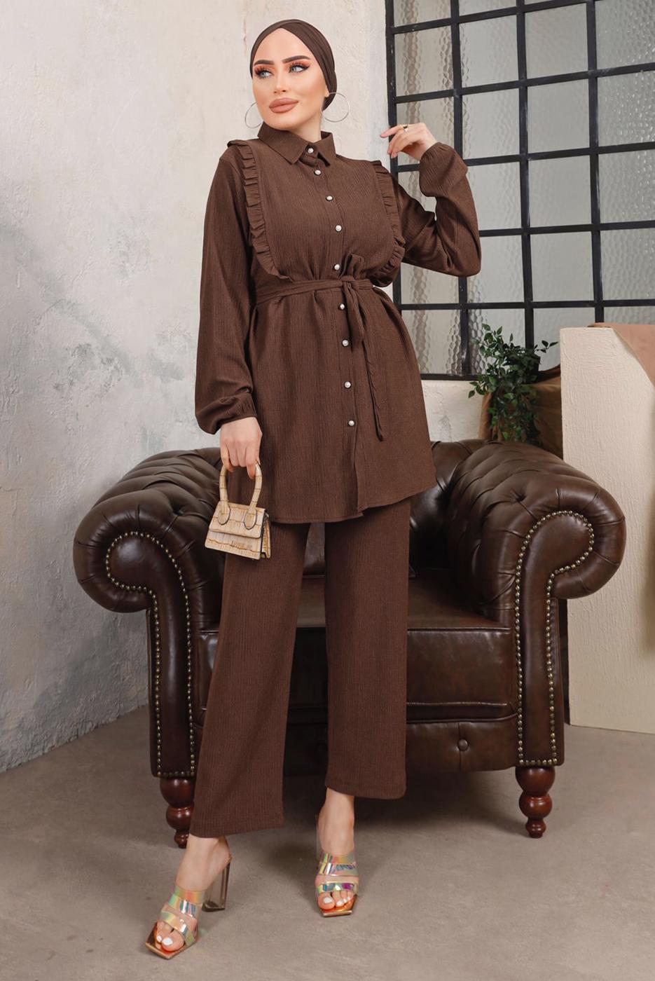 FRILL DETAIL 2-PIECE PANTS SUIT T 9503 | TRENDTESETTÜR