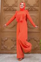 Hijab clothing ORANGE RUFFLED WIDE LEG OVERALLS T 0873