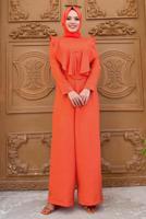 Hijab clothing ORANGE RUFFLED WIDE LEG OVERALLS T 0873