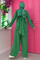 Hijab clothing GREEN RUFFLED WIDE LEG OVERALLS T 0873