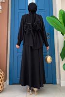 Hijab clothing BLACK BELTED WIDE LEG OVERALLS T 1473