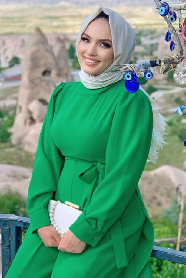 Vêtements hijab VERT SALOPETTE LARGE AVEC CEINTURE T 1473 - TRENDTESETTÜR