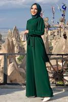 Vêtements hijab VERT SALOPETTE LARGE AVEC CEINTURE T 1473