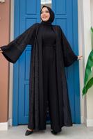 Vêtements hijab NOIR SALOPETTE 2 PIÈCES DÉTAIL DENTELLE T 2873
