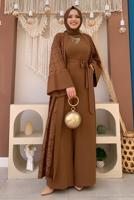 Hijab clothing TABA LACE DETAIL 2-PIECE OVERALLS SUIT T 2873