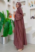 Tesettür giyim PEMBE DANTEL DETAYLI İKİLİ TULUMLU TAKIM T 2873