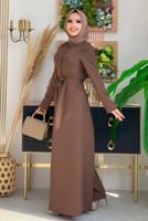 Vêtements hijab BRUN SALOPETTE LARGE AVEC CEINTURE T 6763