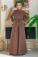 Vêtements hijab BRUN SALOPETTE LARGE AVEC CEINTURE T 6763