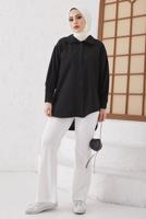 Tesettür giyim SİYAH ASİMETRİK KESİM GÖMLEK TUNİK T 02416