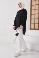 Tesettür giyim SİYAH ASİMETRİK KESİM GÖMLEK TUNİK T 02416
