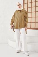 Tesettür giyim KAHVE ASİMETRİK KESİM GÖMLEK TUNİK T 02416