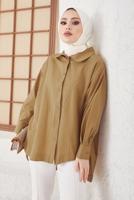 Tesettür giyim KAHVE ASİMETRİK KESİM GÖMLEK TUNİK T 02416