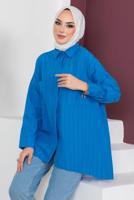 Tesettür giyim MAVİ CEP DETAYLI GÖMLEK TUNİK T 05516