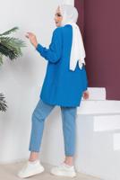 Tesettür giyim MAVİ CEP DETAYLI GÖMLEK TUNİK T 05516