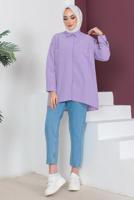 Tesettür giyim MOR CEP DETAYLI GÖMLEK TUNİK T 05516