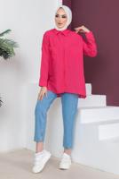 Tesettür giyim FUŞYA CEP DETAYLI GÖMLEK TUNİK T 05516