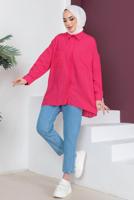 Tesettür giyim FUŞYA CEP DETAYLI GÖMLEK TUNİK T 05516