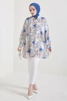 Tesettür giyim LACİVERT DESENLİ GÖMLEK TUNİK T 0888-1