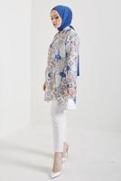 Tesettür giyim LACİVERT DESENLİ GÖMLEK TUNİK T 0888-1