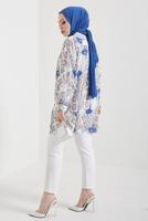 Tesettür giyim LACİVERT DESENLİ GÖMLEK TUNİK T 0888-1